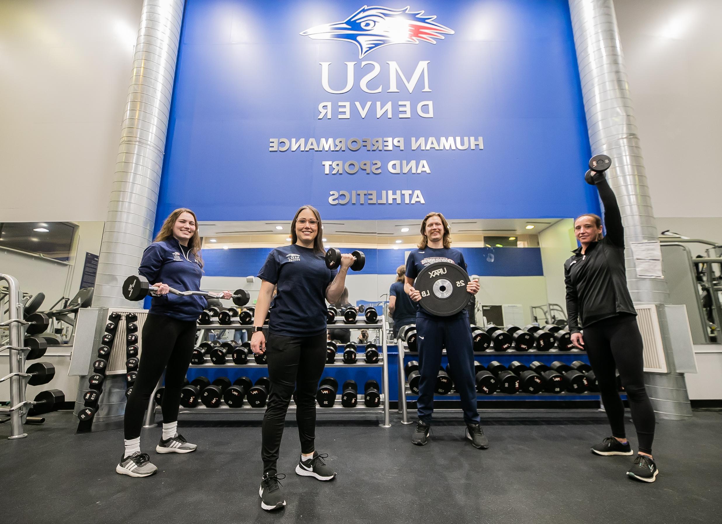 MSU Exercise Science Students in HPS Weight Room