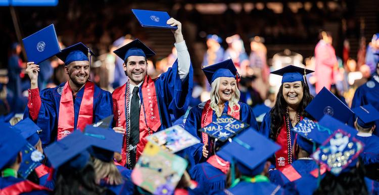 A group of students at commencement.