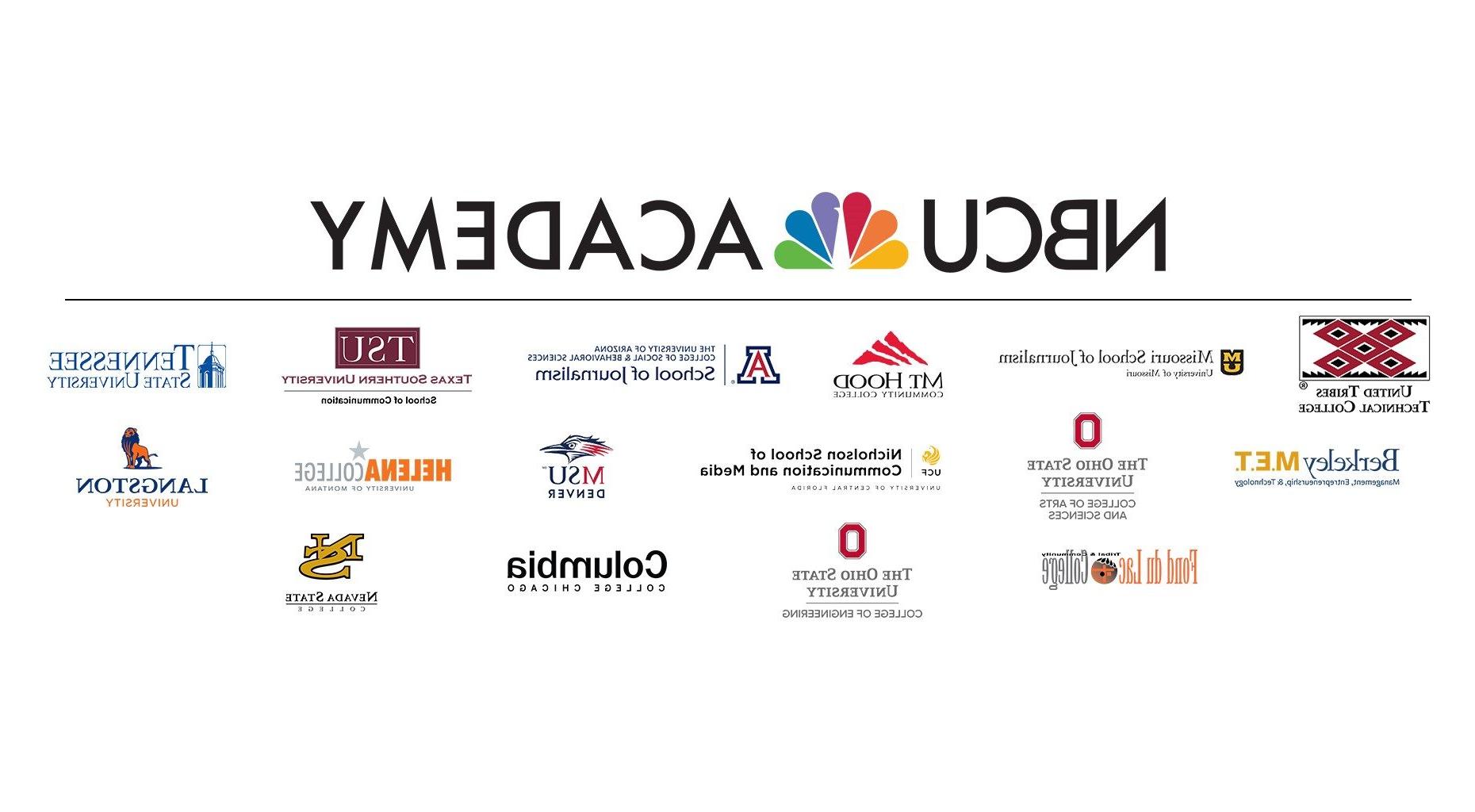 Logos for academic institutions who partner with NBCUniversal Academy